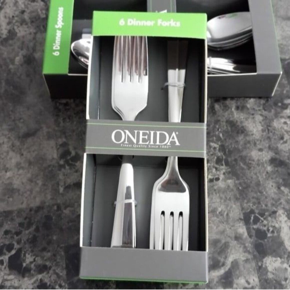 Set of 6 Oneida Arc Stainless Steel Mirror Finish Flatware Dinner Forks